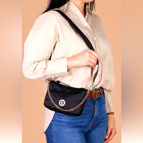 NWT VERSACE LA MEDUSA NYLON MINI TRIBUTE CHAIN CROSSBODY SHOULDER BAG GOLD HW - Picture 5 of 17